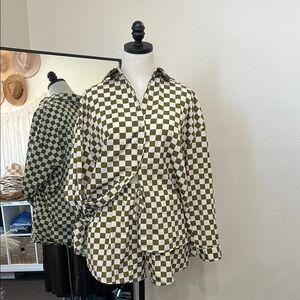 Checkered Green and White Shorts